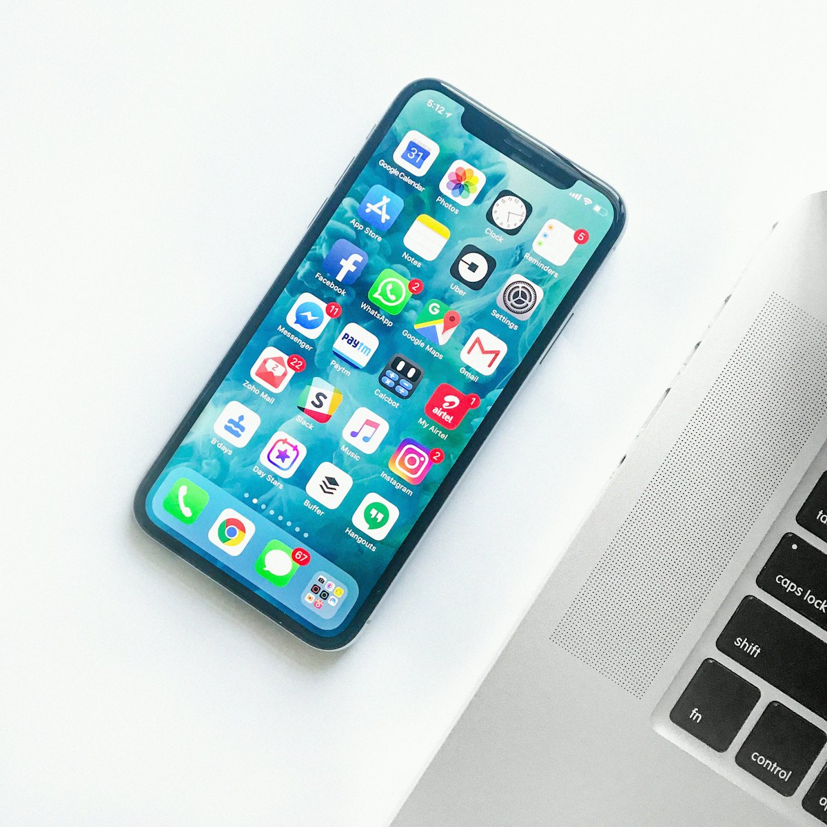 Smartphone showing a grid of app icons